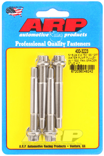 ARP 5/16-24 X 2.750 SS 12pt water pump pulley w/ 1.500in fan spacer stud kit - 400-3223 Photo - Primary