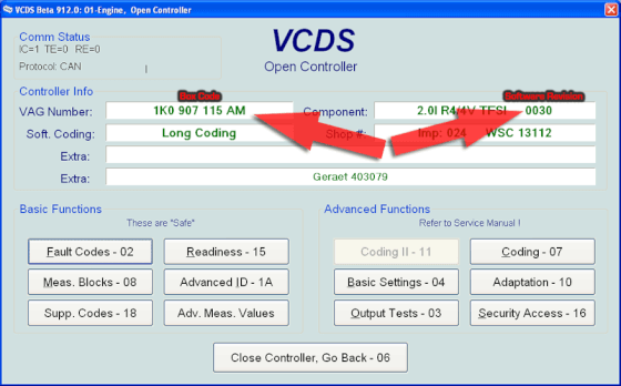 Locating your ECU Box Code with VCDS