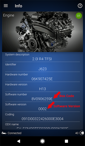 Locating your ECU and TCU Box Code with OBDeleven