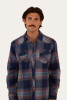 Ringers Western Cooma Mens Flanno Semi Fitted Shirt - Navy / Red