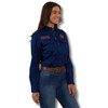 Signature Jillaroo Womens Full Button Work Shirt - Navy / Melon