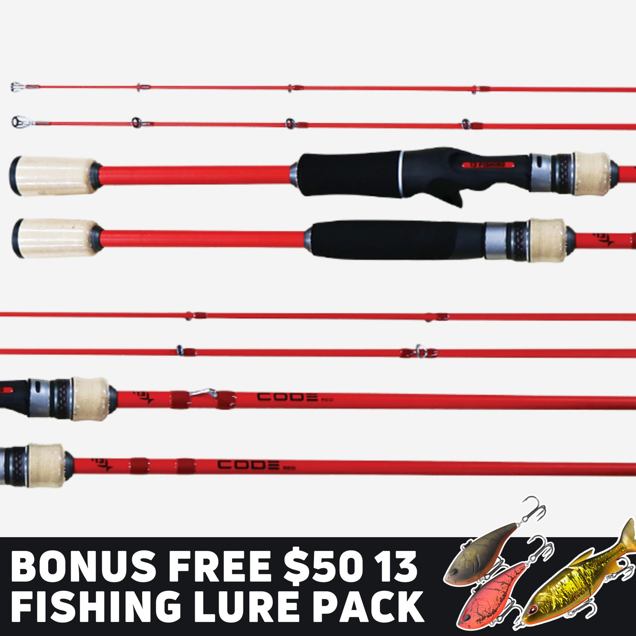 13 Fishing Code Red Travel Fishing Rods | McCredden's