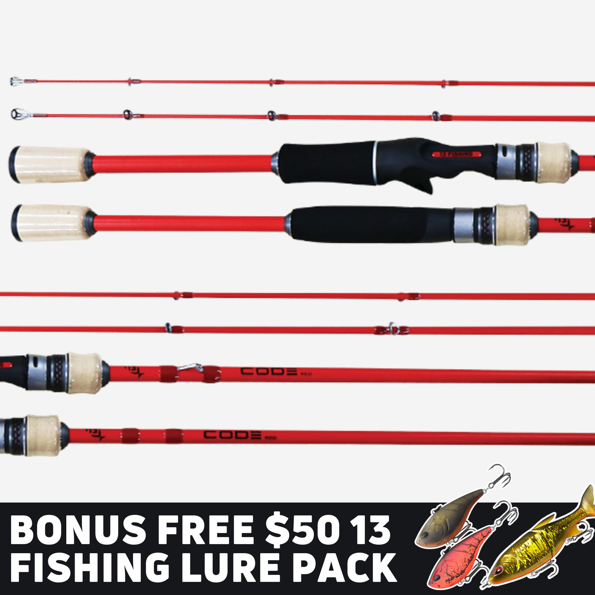 13 Fishing Code Red Travel Fishing Rods | McCredden's
