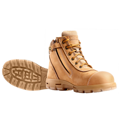 Redback USCWZS L/Z Cobar Safety Toe Wheat Nubuck Zip Scuff Cap Boot