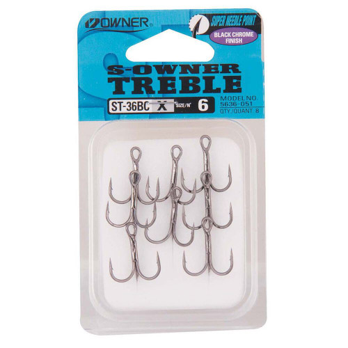 Treble Hooks 3551; Size 7/0 Weighted snag hook, Box of 10 - Delta