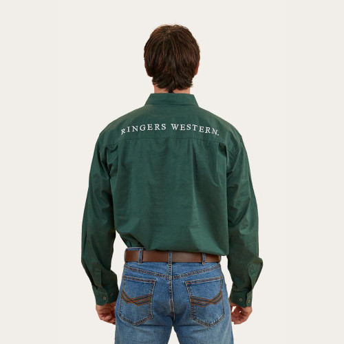 Ringers Western Kreiger Mens Half Button Work Shirt - Pine Ringers Western Kreiger Mens Half Button Work Shirt - Pine