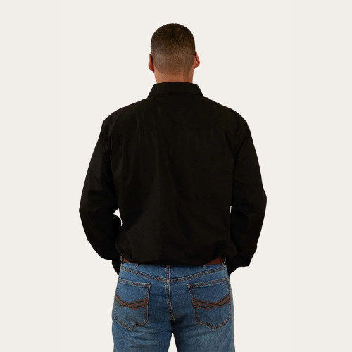 Ringers Western King River Mens Half Button Work Shirt - Black Ringers Western King River Mens Half Button Work Shirt - Black
