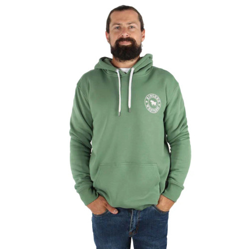 Ringers Western Signature Bull Mens Pullover Hoodie - Cactus Green with White Print