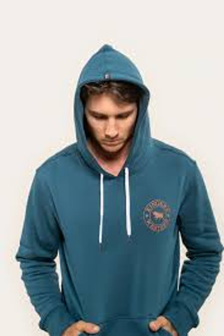 Ringers Western Signature Bull Mens Pullover Hoodie - Petrol Blue with Copper Print Ringers Western Signature Bull Mens Pullover Hoodie - Petrol Blue with Copper Print