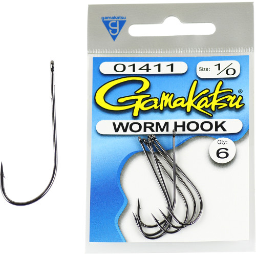 Gamakatsu Worm Black Hook 25 Pack