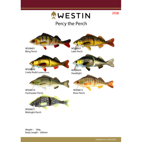 Westin Percy the Perch Swim Bait 20cm. 100g bibed Twin Treble Rig Lure Westin Percy the Perch Swim Bait 20cm. 100g bibed Twin Treble Rig Lure