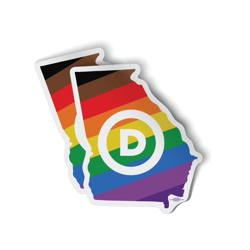 Georgia Democrats Pride (4" x 4.5" Vinyl Sticker -- Pack of Two!)