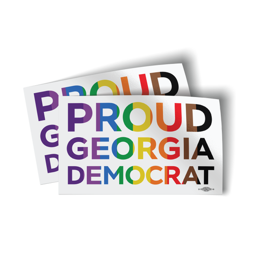 Proud Georgia Democrat (5" x 3" Vinyl Sticker -- Pack of Two!)