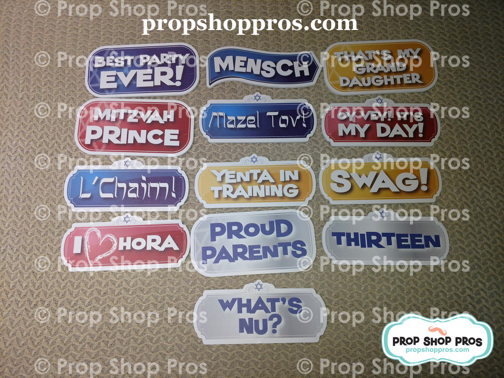 Bar/Bat Mitzvah Signs | B-STOCK | Photo Booth Props | Prop Signs 