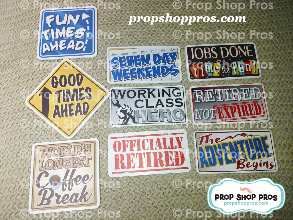 Retirement Signs | Photo Booth Props | Prop Signs