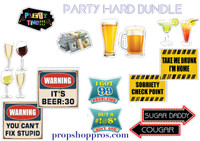 Party Signs | Party Hard Signs | Photo Booth Props 