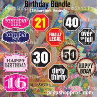 Birthday Signs | B-STOCK | Photo Booth Props | Prop Signs 