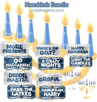 Hanukkah Signs | (Partial Bundle)(Three Signs) 3 Of 6 Signs B-STOCK | Photo Booth Props | Prop Signs 