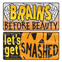 Prop Shop Pros Halloween Photo Booth Props Brains Before Beauty & Let's Get Smashed 