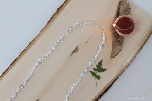 White Irregular Shaped Elegant Long Stone Necklace