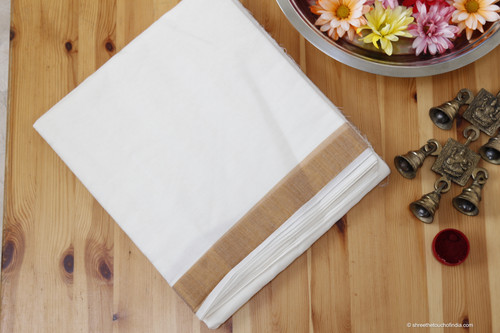 Kerala off white saree "kasavu" with a golden border