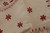 Deep red embroidered kantha stitch silk saree on an off white lustered base