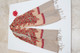 Pashmina Shawl with Green, Red and Gold Weaves on Mocha