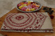 Deep red embroidered kantha stitch silk saree on an off white lustered base