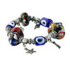Evil Eye Elastic Charm Bracelet - Three Eye & Large Stone Glass Ornament EE0102