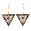 Evil Eye Gold-Plated Earrings - Crystal Multicolored Triangle