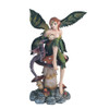 Fairy On Mushroom With Baby Dragon, Green 9"H GS91298