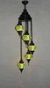 Turkish Mosaic Chandelier  - 5 Bulbs - 12"x45" - Green