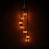 Turkish Mosaic Chandelier  - 7 Bulbs - 16"x60" - Orange