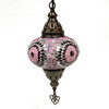 Turkish Mosaic Lantern Hanging Single Chain B3S - 6"x24" - B3S - Purple