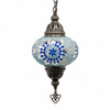 Turkish Mosaic Lantern Hanging Single Chain - 4"x23" -  B1S - Royal Blue