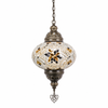 Turkish Mosaic Lantern Hanging Single Chain - 5"x23.5" - B2S - Amber