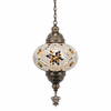 Turkish Mosaic Lantern Hanging Single Chain - 5"x23.5" - B2S - Amber