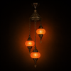 Turkish Mosaic Chandelier  - 3 Bulbs - 12"x33" - Orange - B2