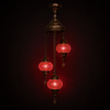 Turkish Mosaic Chandelier  - 3 Bulbs - 12"x33" - Red - B2