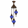 Turkish Mosaic Chandelier  - 3 Bulbs - 12"x33" - Royal Blue - B2