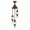 Turkish Mosaic Chandelier  - 3 Bulbs - 12"x33" - White