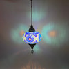 Turkish Mosaic Lantern Hanging Single Chain B5S - 14.5"x33" - B5S - Royal Blue