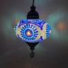 Turkish Mosaic Lantern Hanging Single Chain B5S - 14.5"x33" - B5S - Royal Blue
