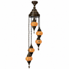 Turkish Mosaic Chandelier  - 5 Bulbs - 12"x45" - Orange