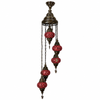 Turkish Mosaic Chandelier  - 5 Bulbs - 12"x45" - Red