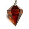 Spiritual Amber Cut Crystal Pendulum on Silver Chain 1.07" x 1.6" x 11" Long
