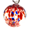 Clear with Red, Blue Veins and Spots Handblown Glass Witching Ball 5"+- Clear with Red, Blue Veins and Spots Handblown Glass Witching Ball 5"+-