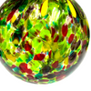 Heavy Worked Green, Yellow and Red Oil Slick Handblown Glass Witching Ball 5"+- Heavy Worked Green, Yellow and Red Oil Slick Handblown Glass Witching Ball 5"+-