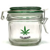 BIG SIP ON THE GO Colorado Weed Leaf Pot Glass Mason Jar With Airtight Green Lid 3.25" x 2.9"
