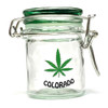 Colorado Weed Leaf Pot Shot Glass Mason  Jar With Airtight Green Lid 1.65" x 2.5" Colorado Weed Leaf Pot Shot Glass Mason  Jar With Airtight Green Lid 1.65" x 2.5"